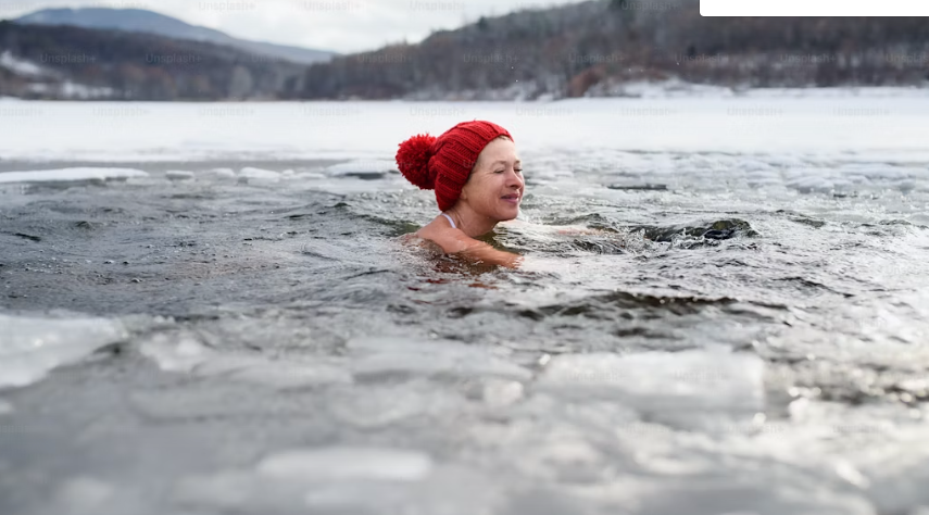 woman in ice water