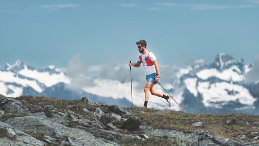 man running on a mountain