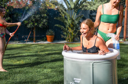 woman getting into a cold plunge Pop-Up