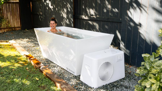 woman relaxing in a cold plunge tub