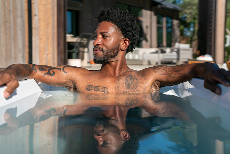man in ice bath for inflammation