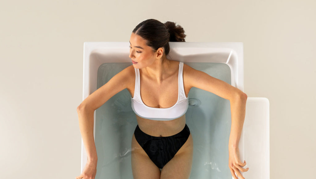 woman relaxing in Plunge tub