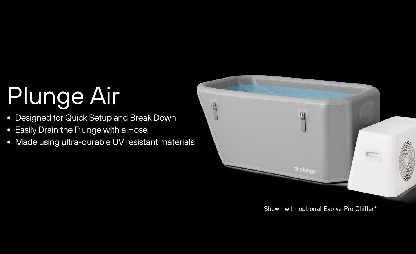Inflatable cold plunge tub with optional water cooler, designed for quick setup and easy draining.