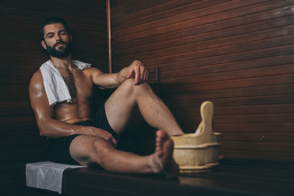 man in steam room